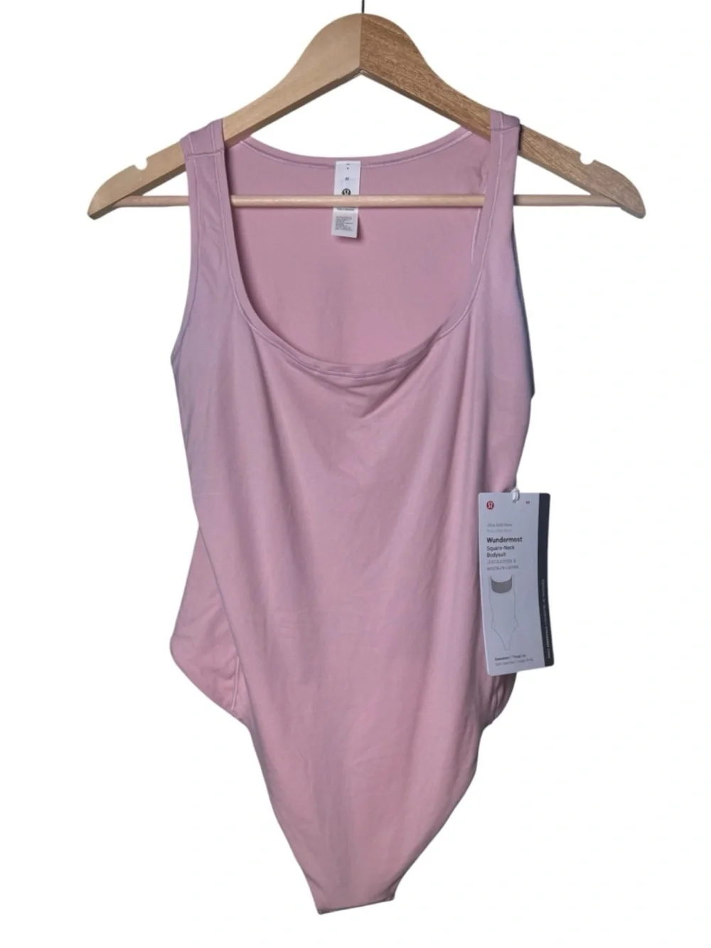 Lululemon Wundermost Square Neck Bodysuit Pink Haze M NWT